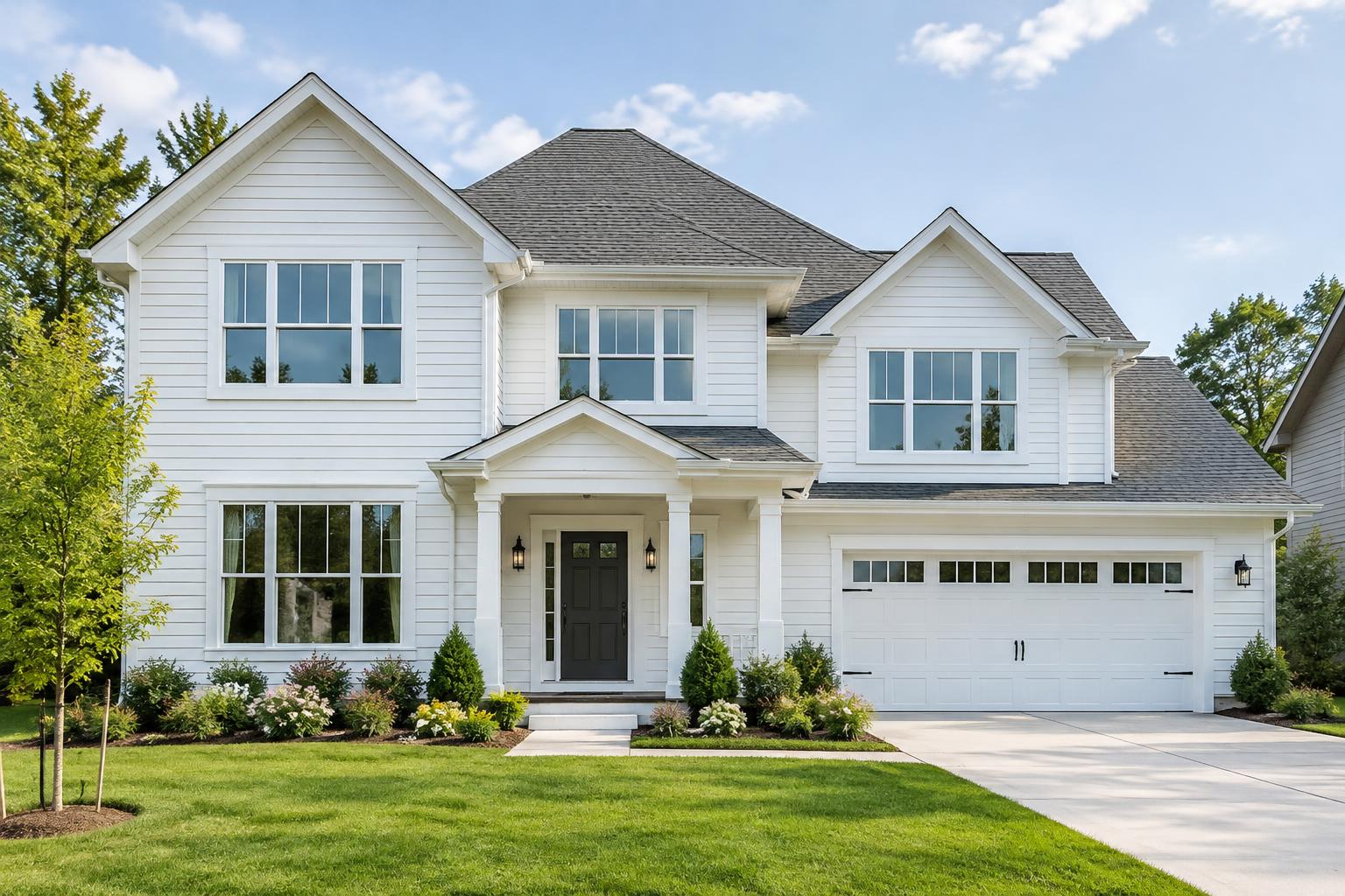 Modern home with large, newly installed white-framed windows